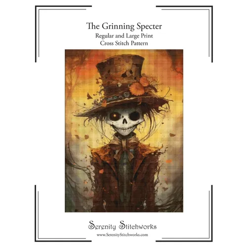 The Grinning Specter Cross Stitch Pattern: Regular and Large Print Cross Stitch Chart