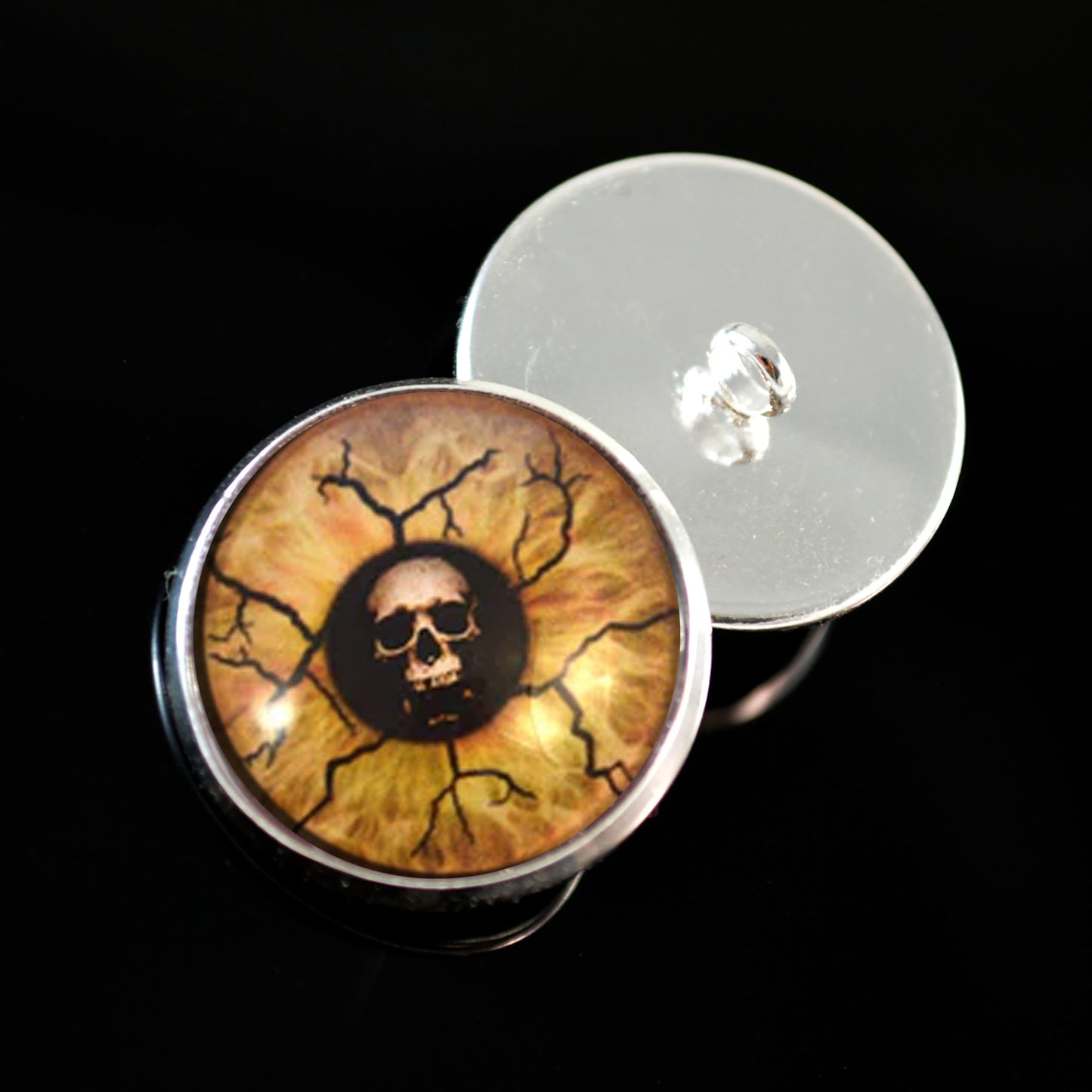 Eyes of Death Skull Sew-On Button Glass Eyes