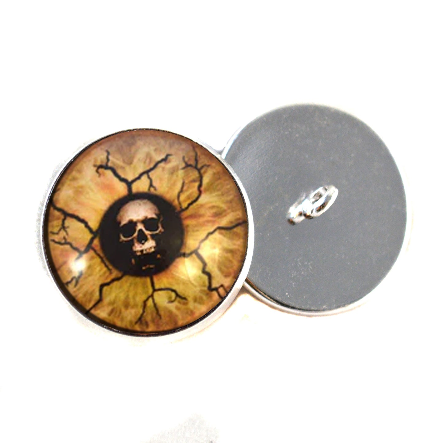 Eyes of Death Skull Sew-On Button Glass Eyes