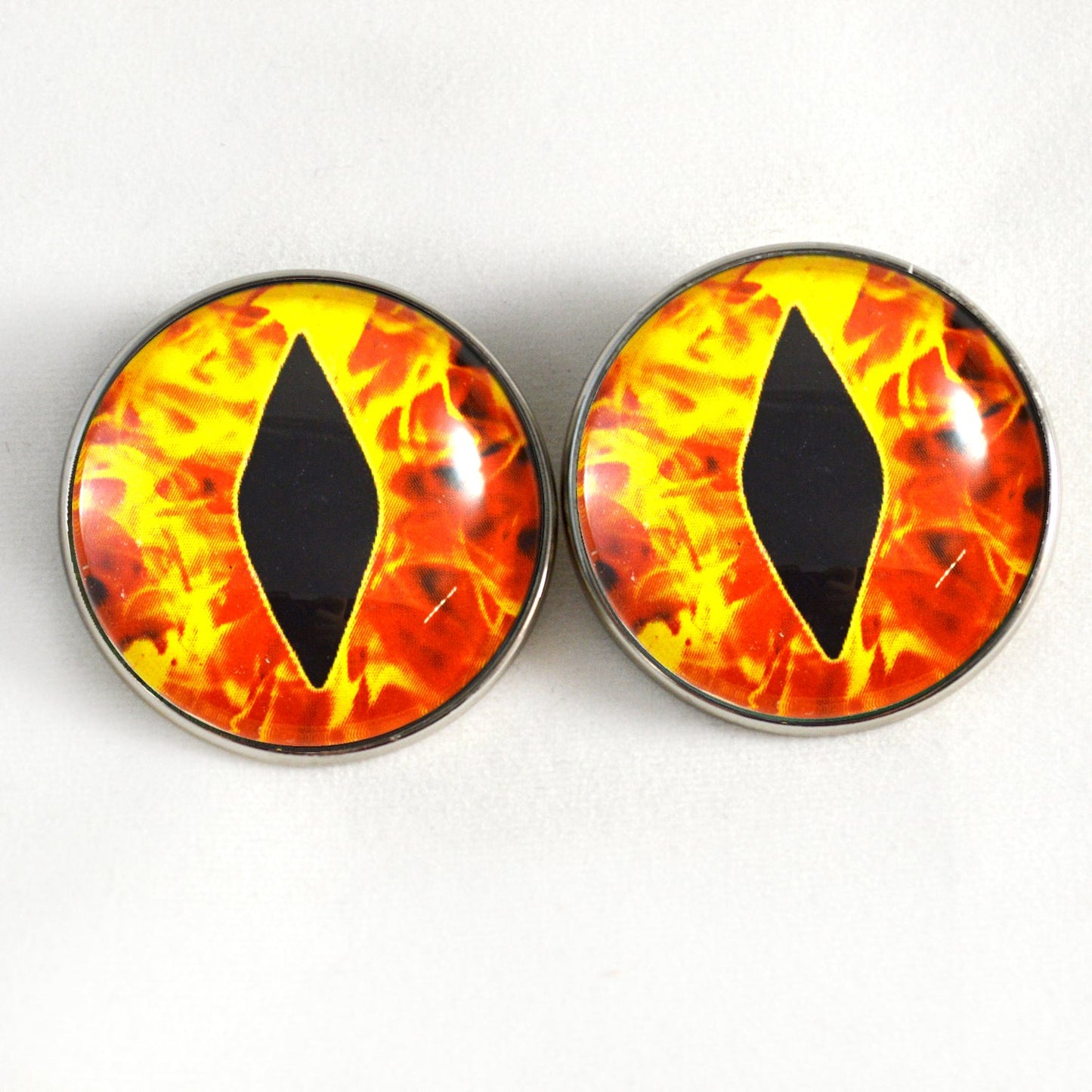 Fiery Flames Dragon Sew-On Button Glass Eyes
