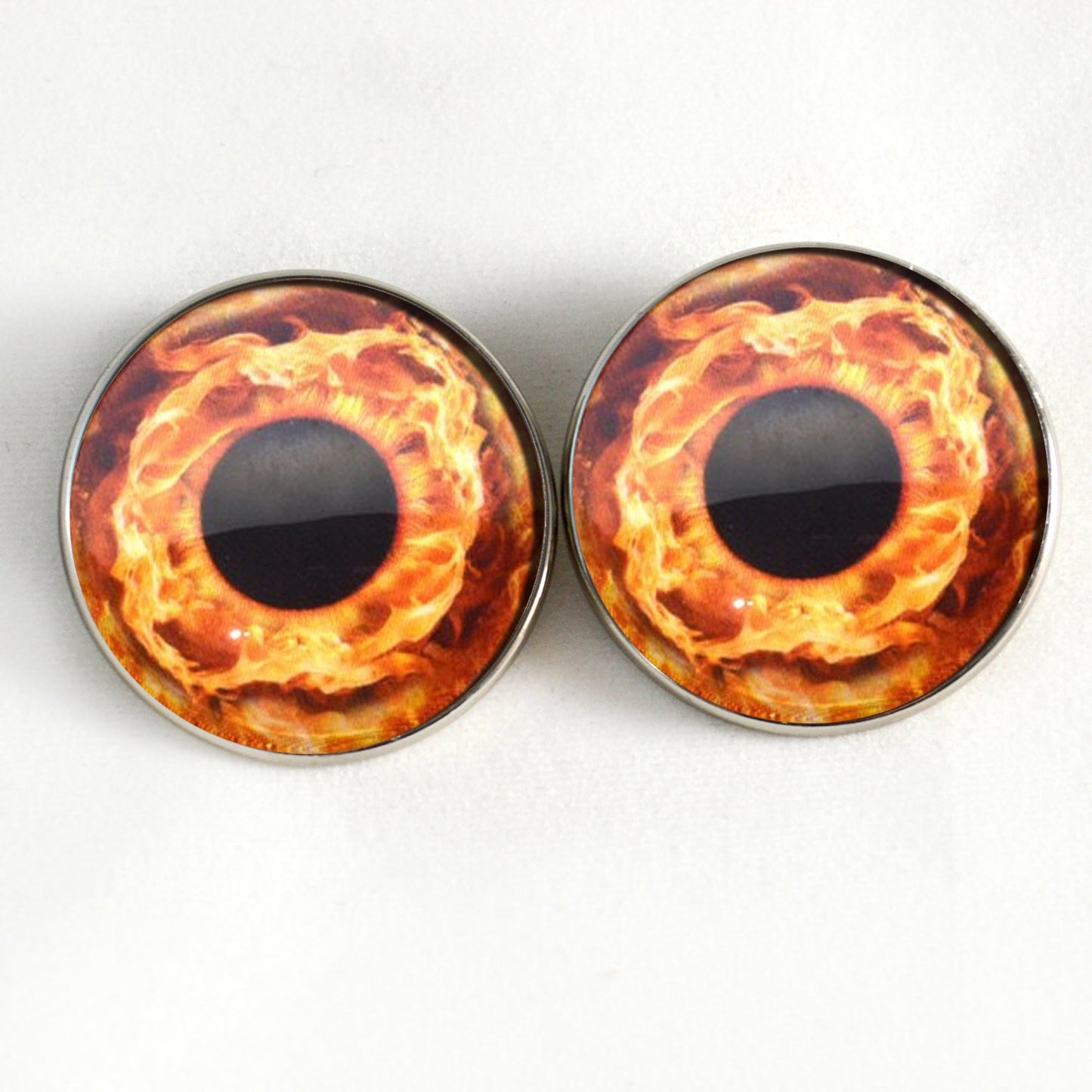 Fire Round Pupil Sew-On Button Glass Eyes