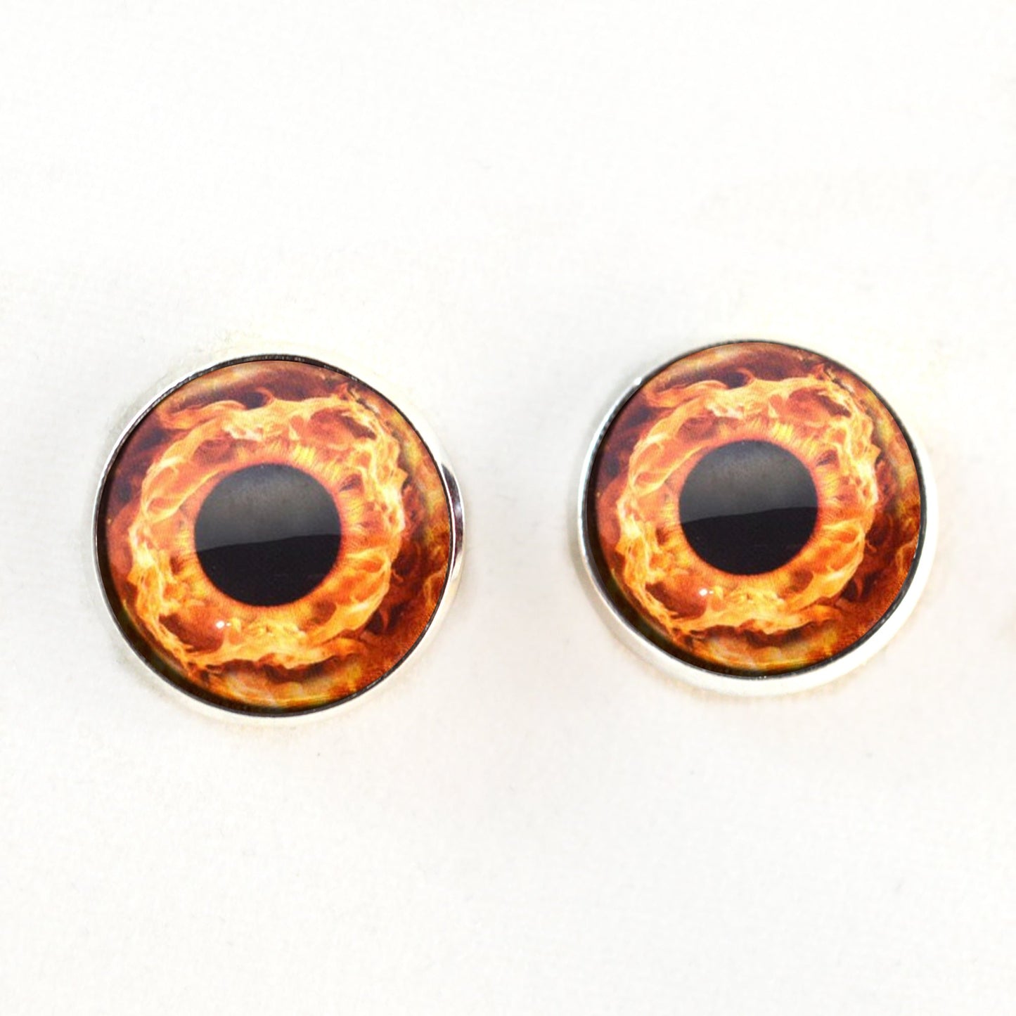 Fire Round Pupil Sew-On Button Glass Eyes