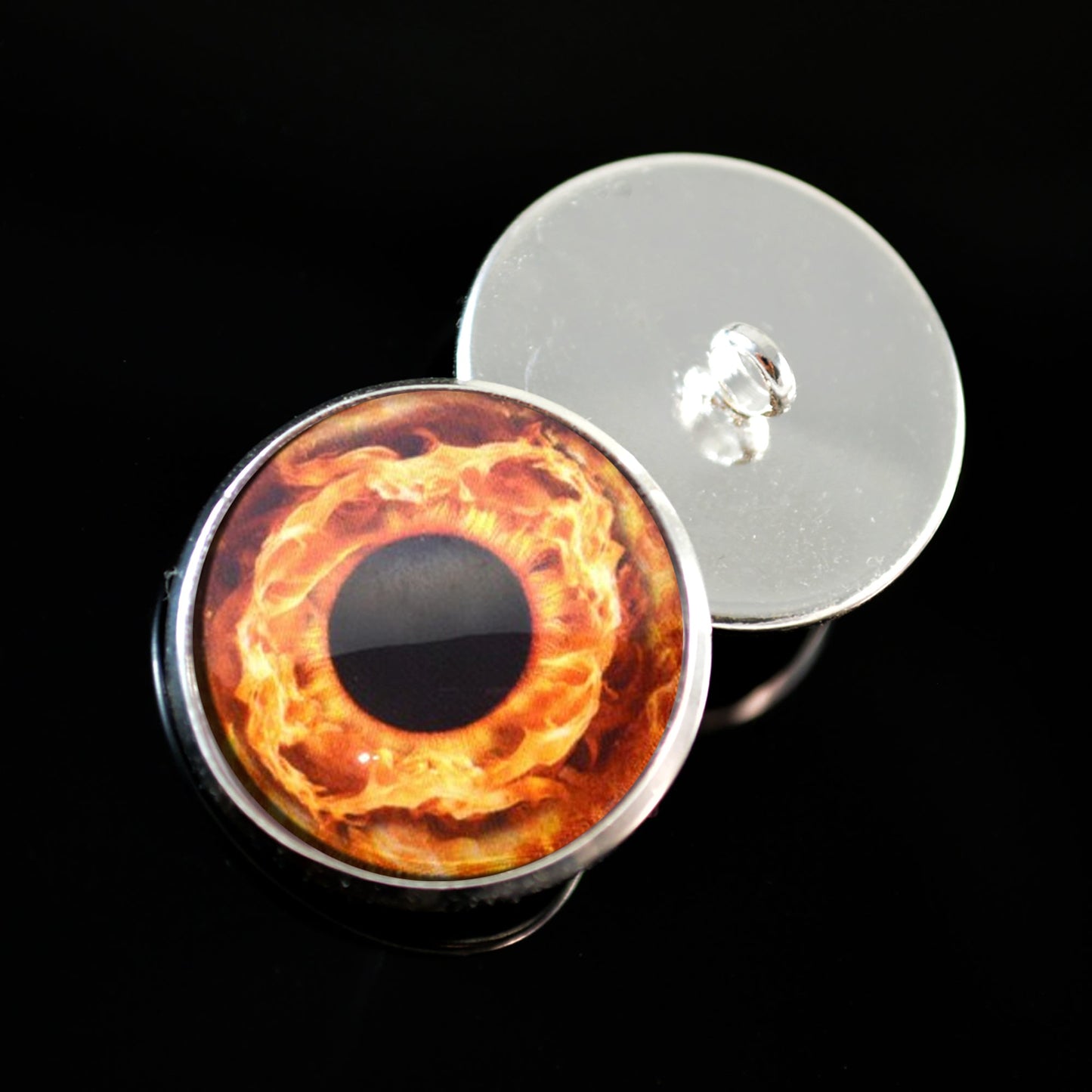 Fire Round Pupil Sew-On Button Glass Eyes
