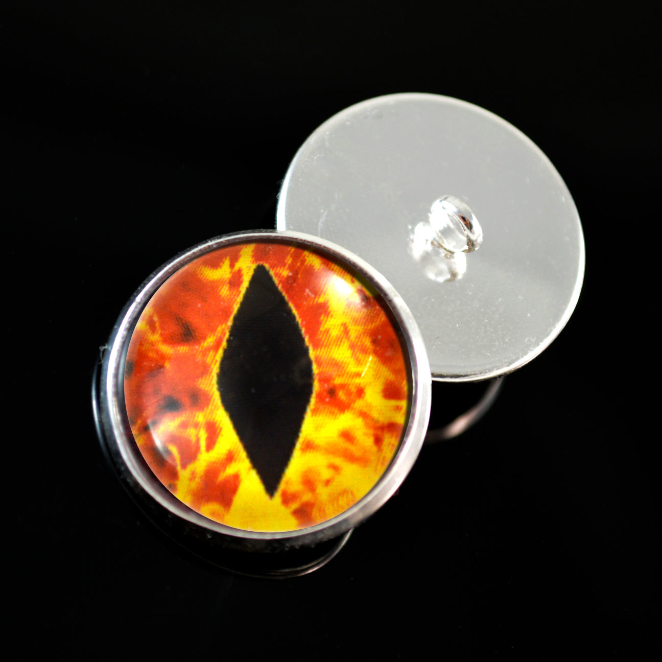 Fiery Flames Dragon Sew-On Button Glass Eyes