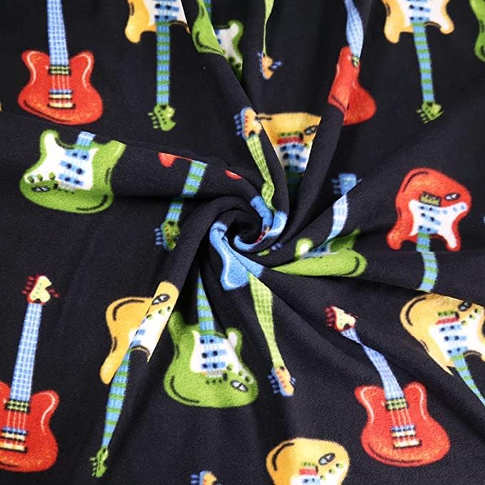 Anti-Pill Polar Fleece Fabric by the Yard – Guitar Design (60", 280 GSM)
