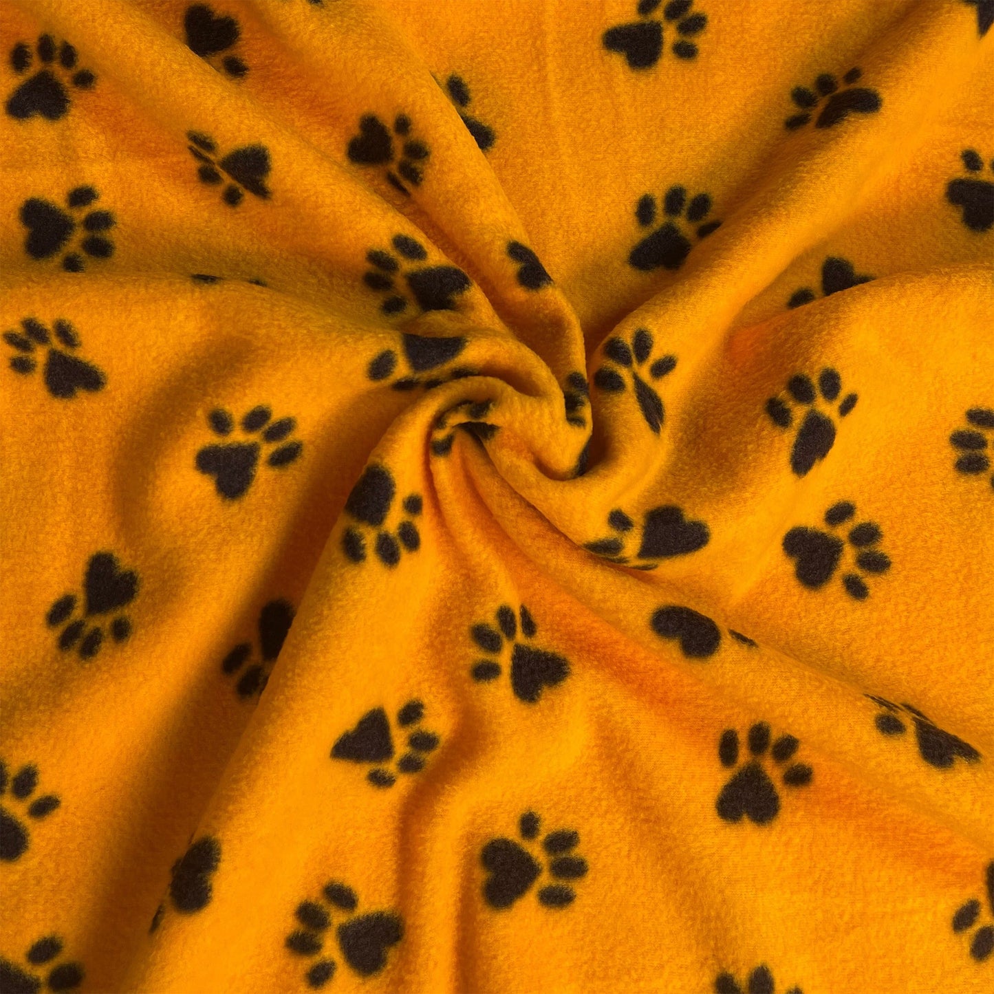 Anti-Pill Polar Fleece Fabric by the Yard – Paws Print (Yellow & Black) (60", 280 GSM)