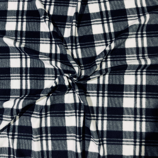 Anti-Pill Polar Fleece Fabric by the Yard – Plaid Black and White (60", 280 GSM)