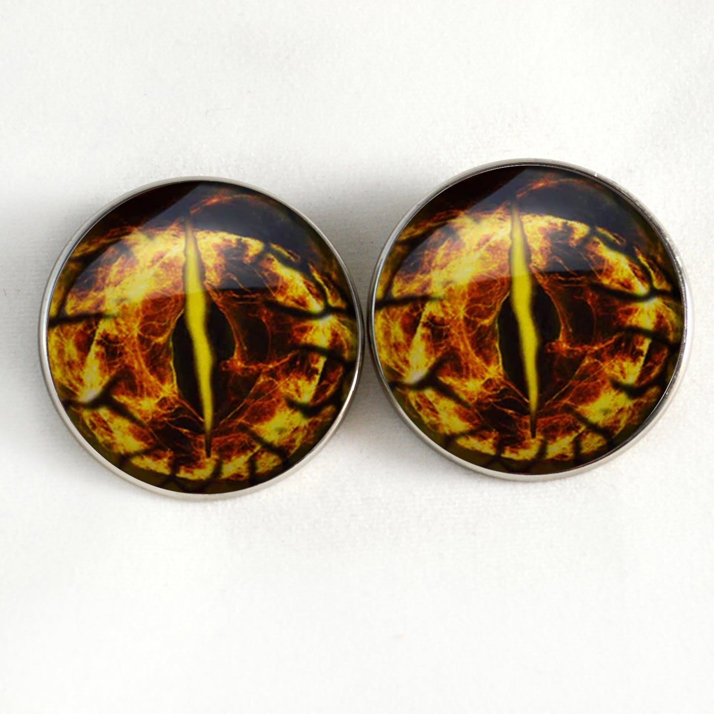 Yellow Fractal Dragon Sew-On Buttons Glass Eyes