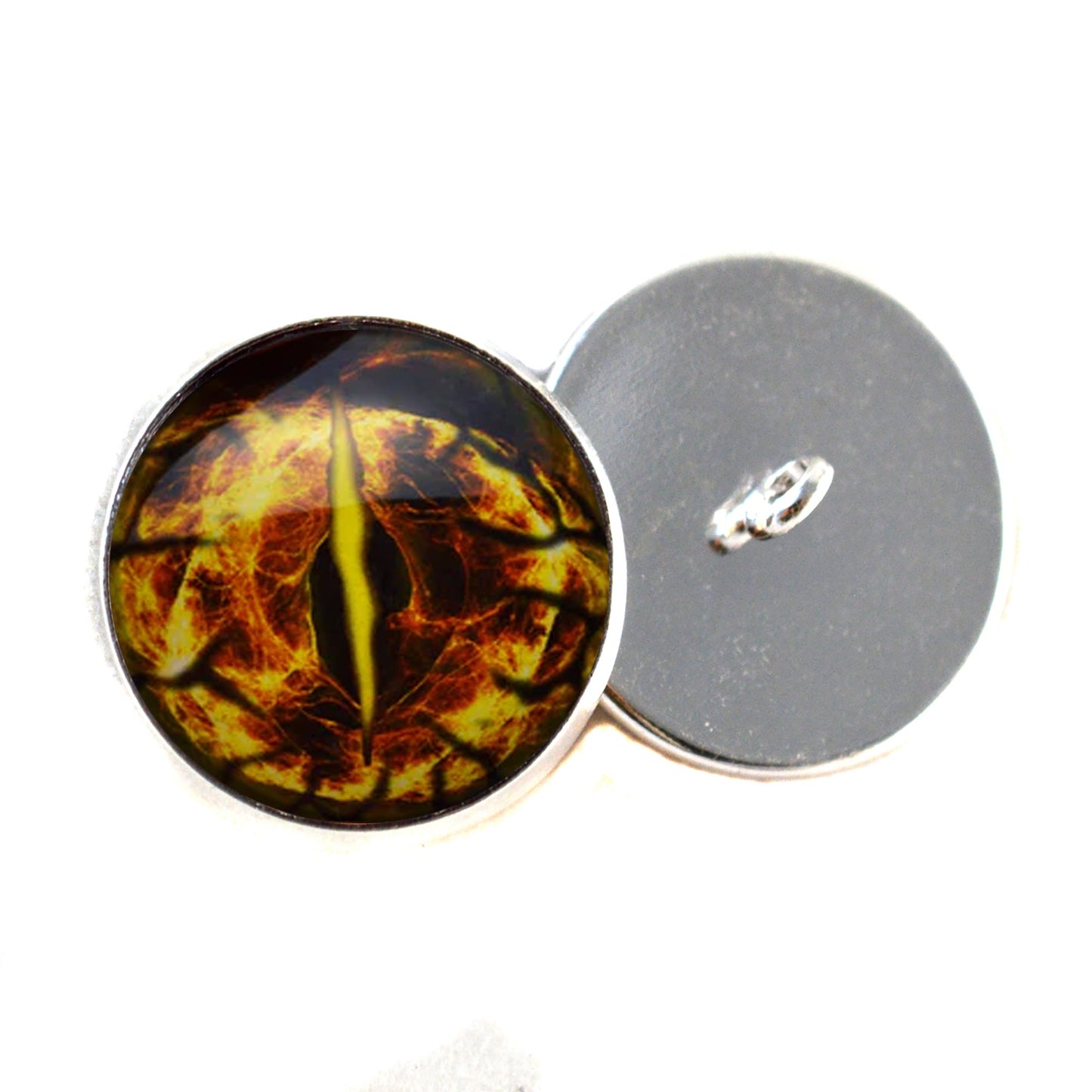 Yellow Fractal Dragon Sew-On Buttons Glass Eyes