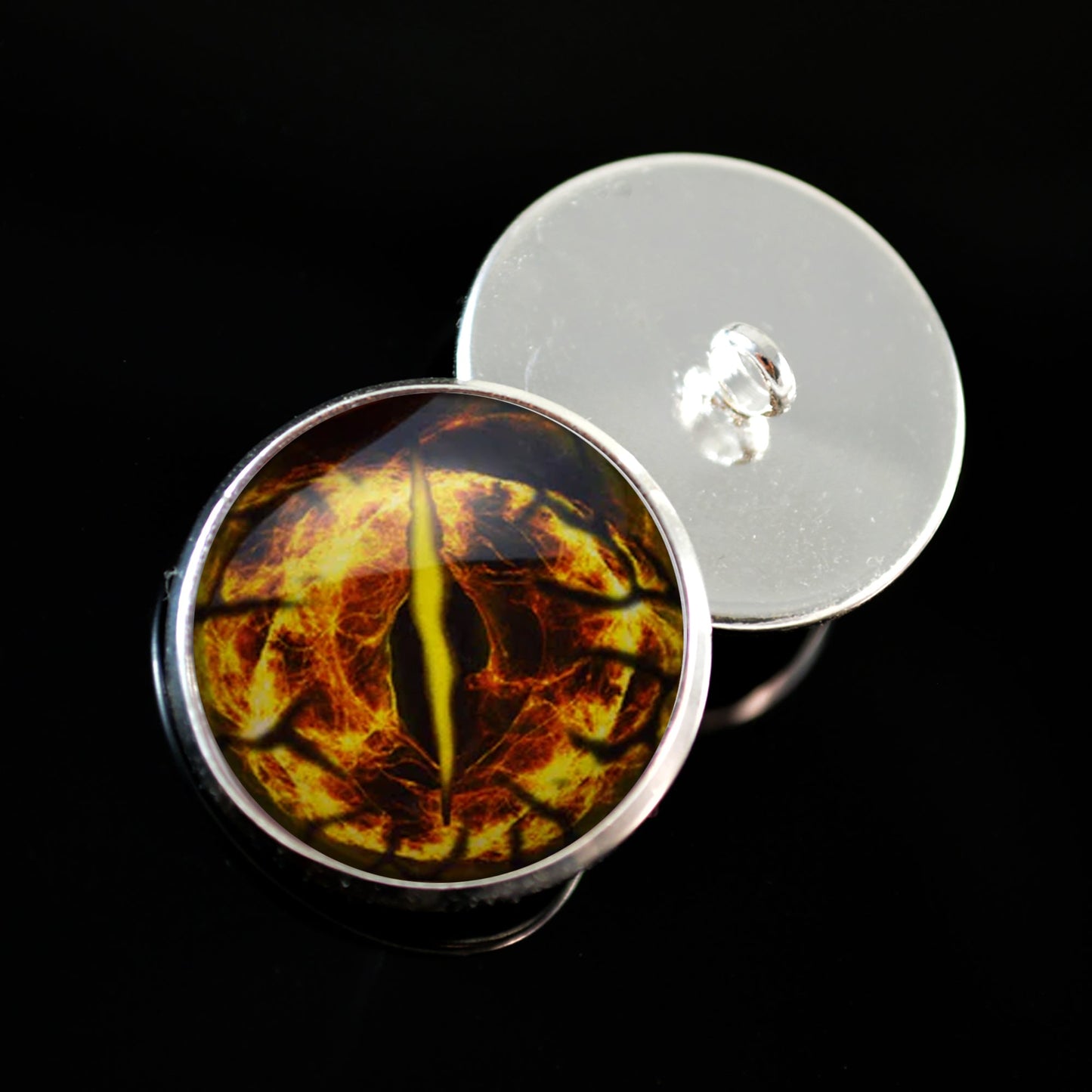 Yellow Fractal Dragon Sew-On Buttons Glass Eyes