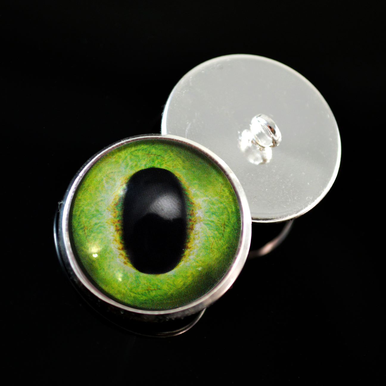 Friendly Green Dragon Sew-On Button Glass Eyes