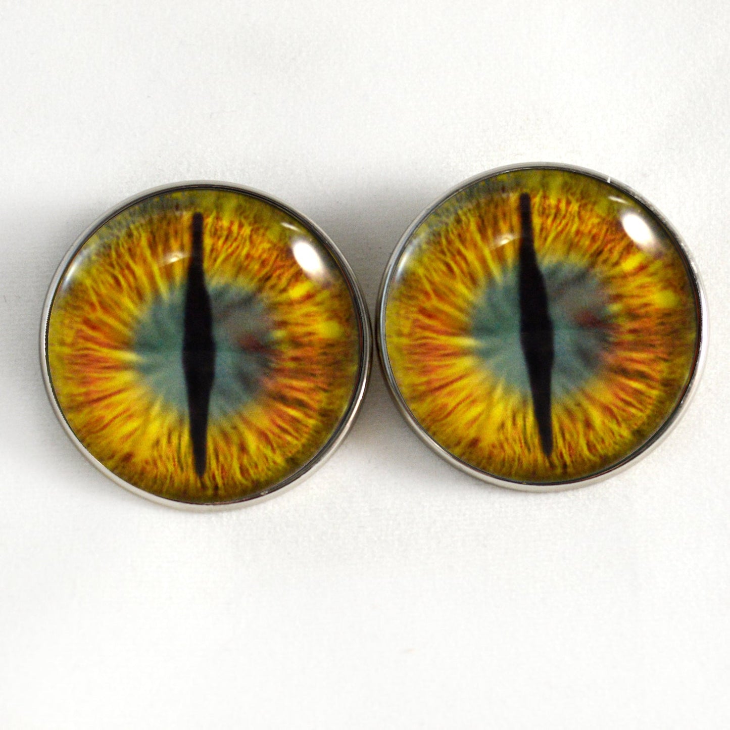 Gold and Teal Green Dragon Sew-On Button Glass Eyes