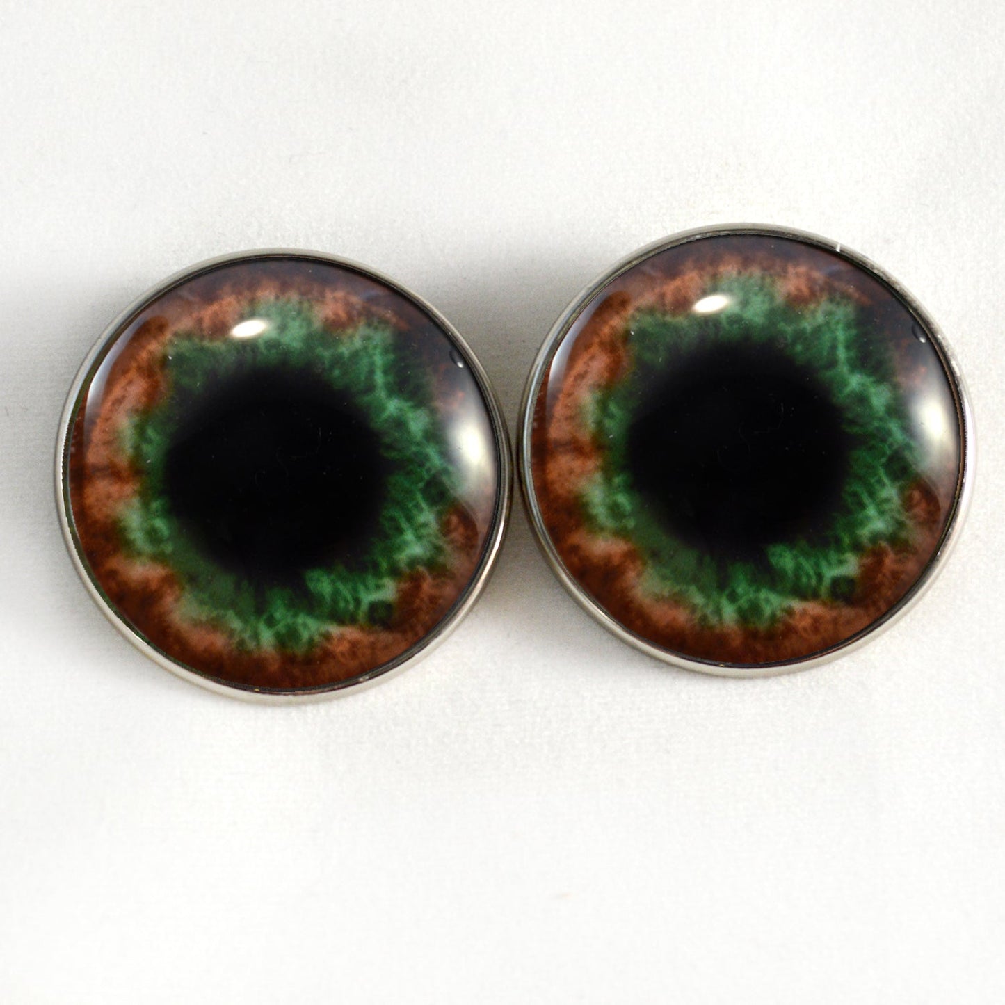 Brown and Green Human Inspired Sew-On Button Glass Eyes