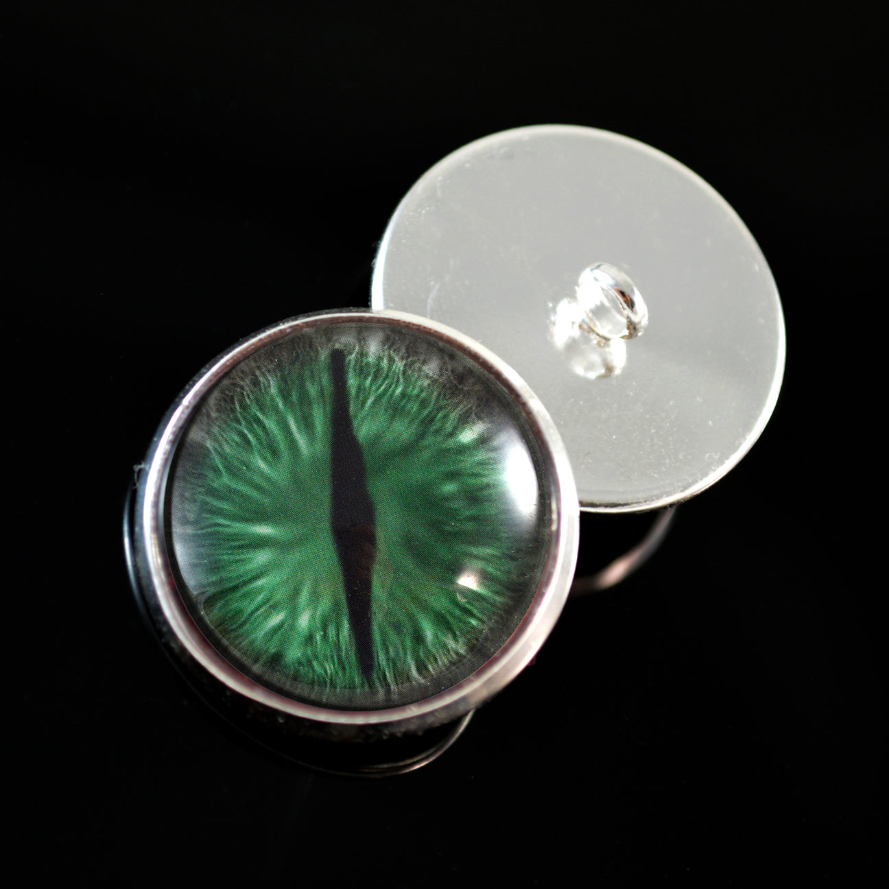 Green and Gray Dragon Sew-On Buttons Glass Eyes