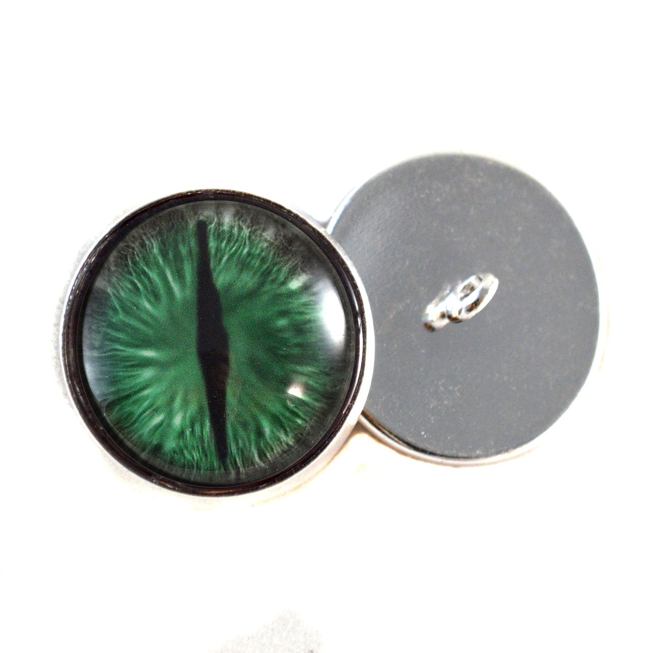 Green and Gray Dragon Sew-On Buttons Glass Eyes