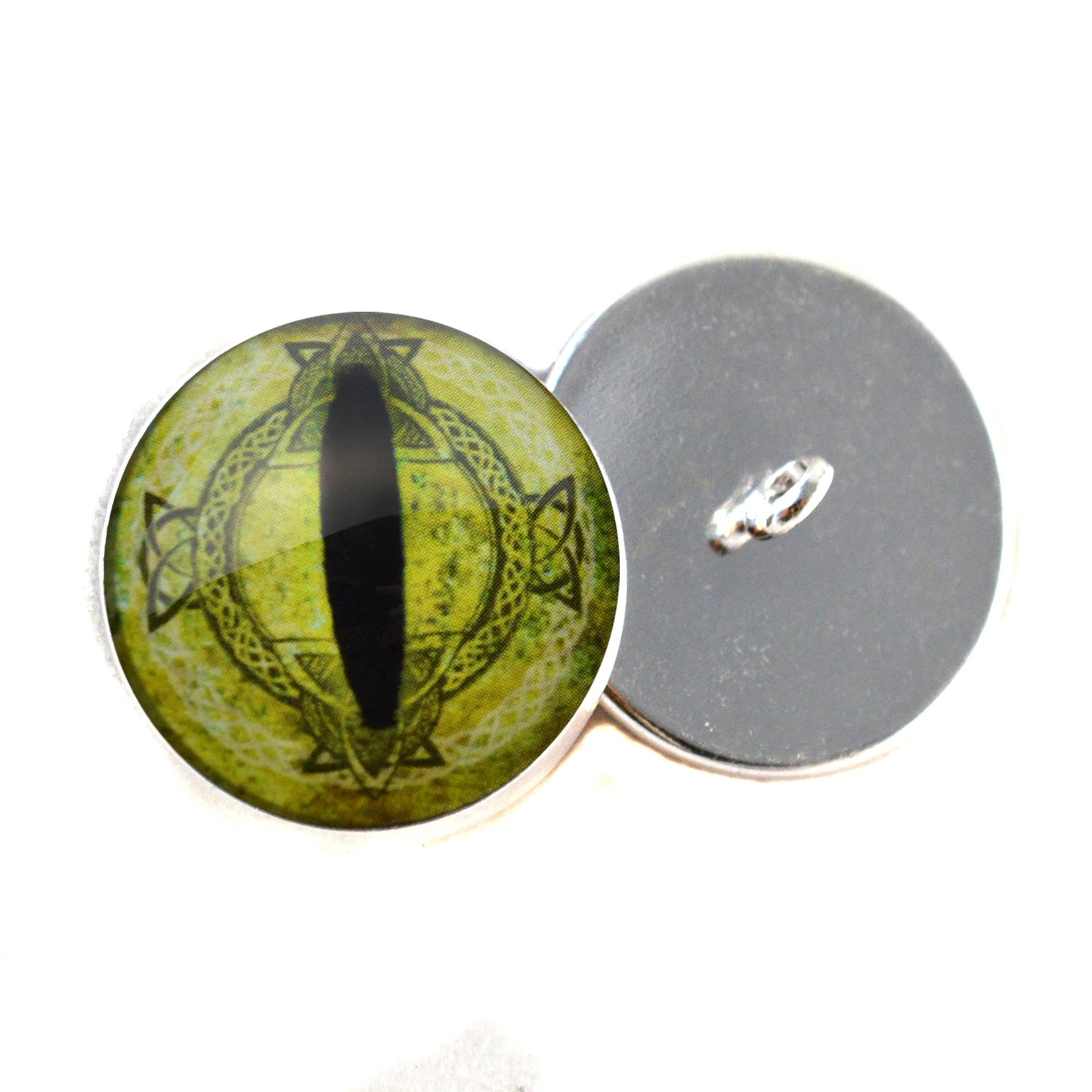Light Green Fantasy Celtic Dragon Sew-On Button Glass Eyes