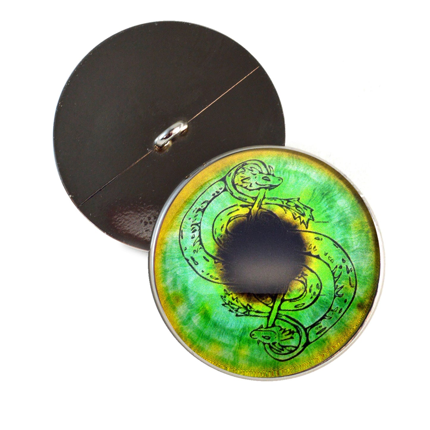 Green and Gold Loki Sew-On Button Glass Eyes