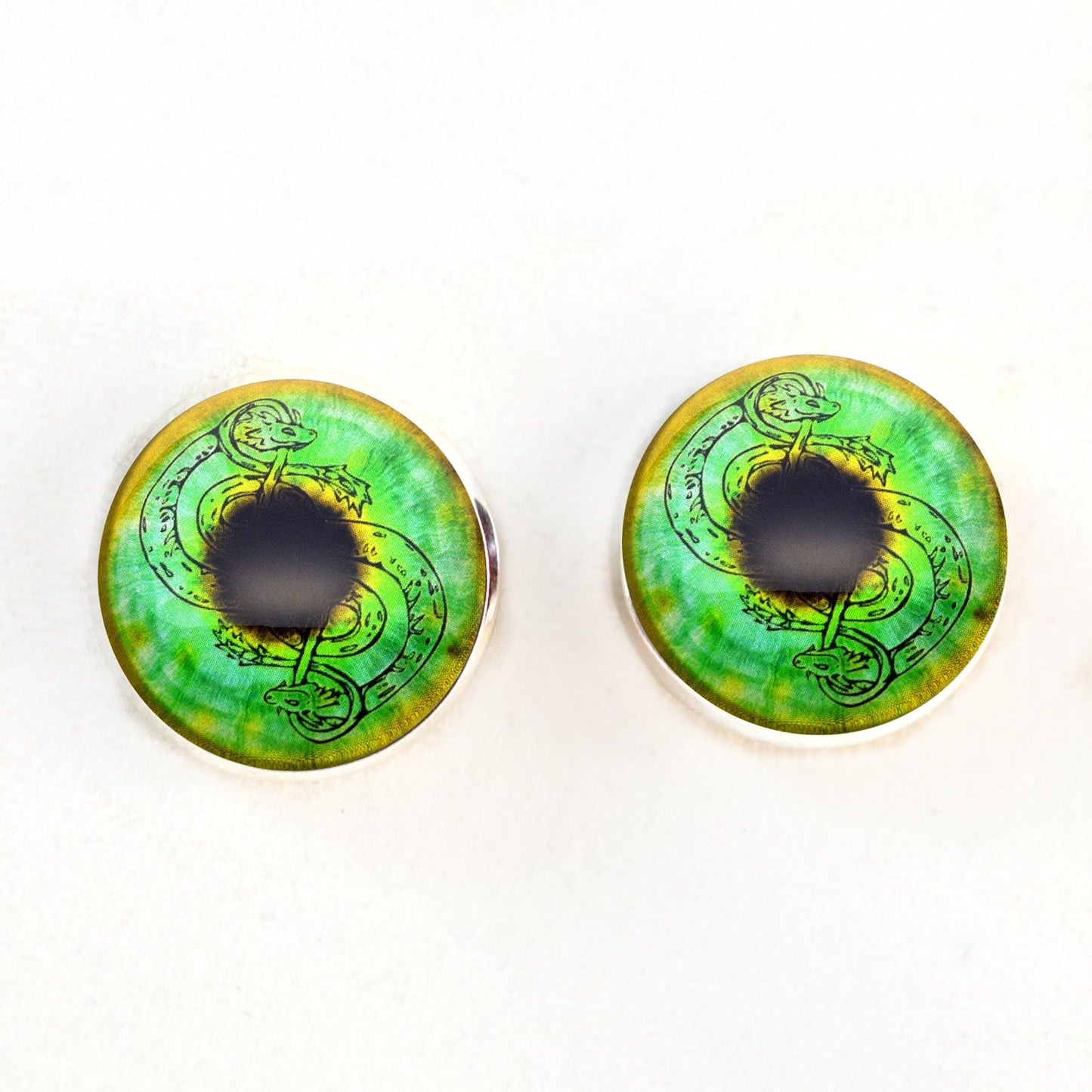Green and Gold Loki Sew-On Button Glass Eyes