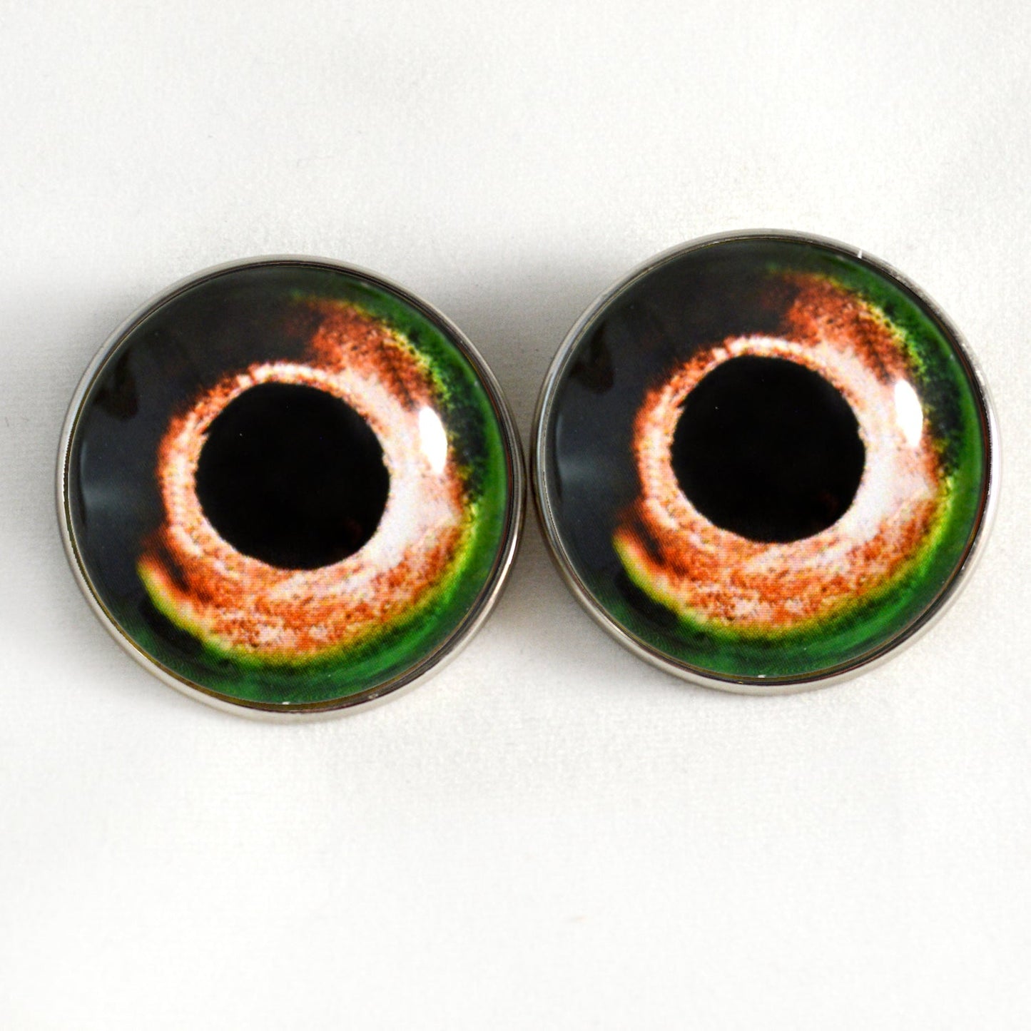 Green and Orange Fish Sew-On Buttons Glass Eyes