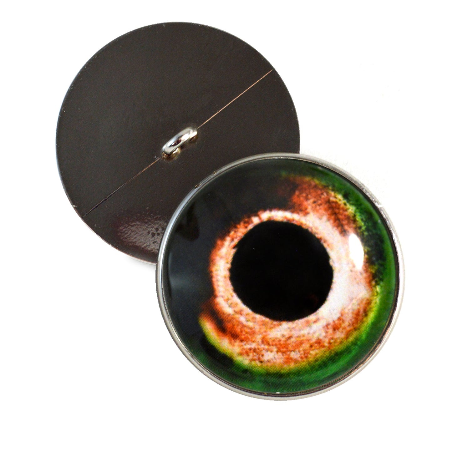 Green and Orange Fish Sew-On Buttons Glass Eyes