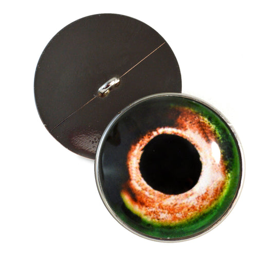 Green and Orange Fish Sew-On Buttons Glass Eyes