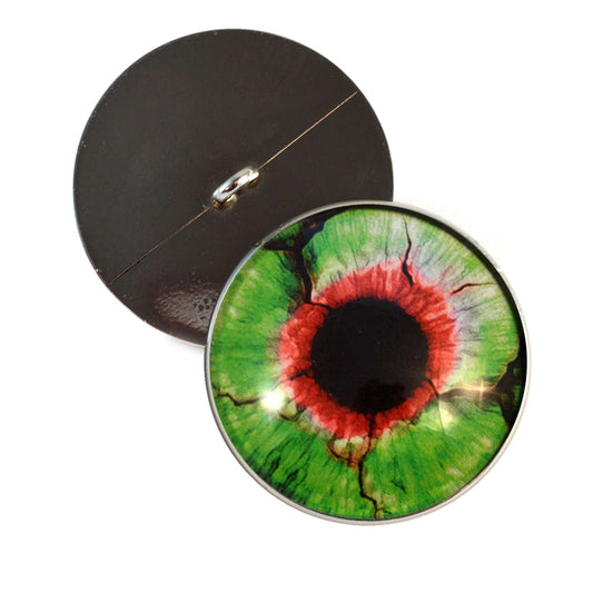 Green and Red Zombie Sew-On Button Glass Eyes