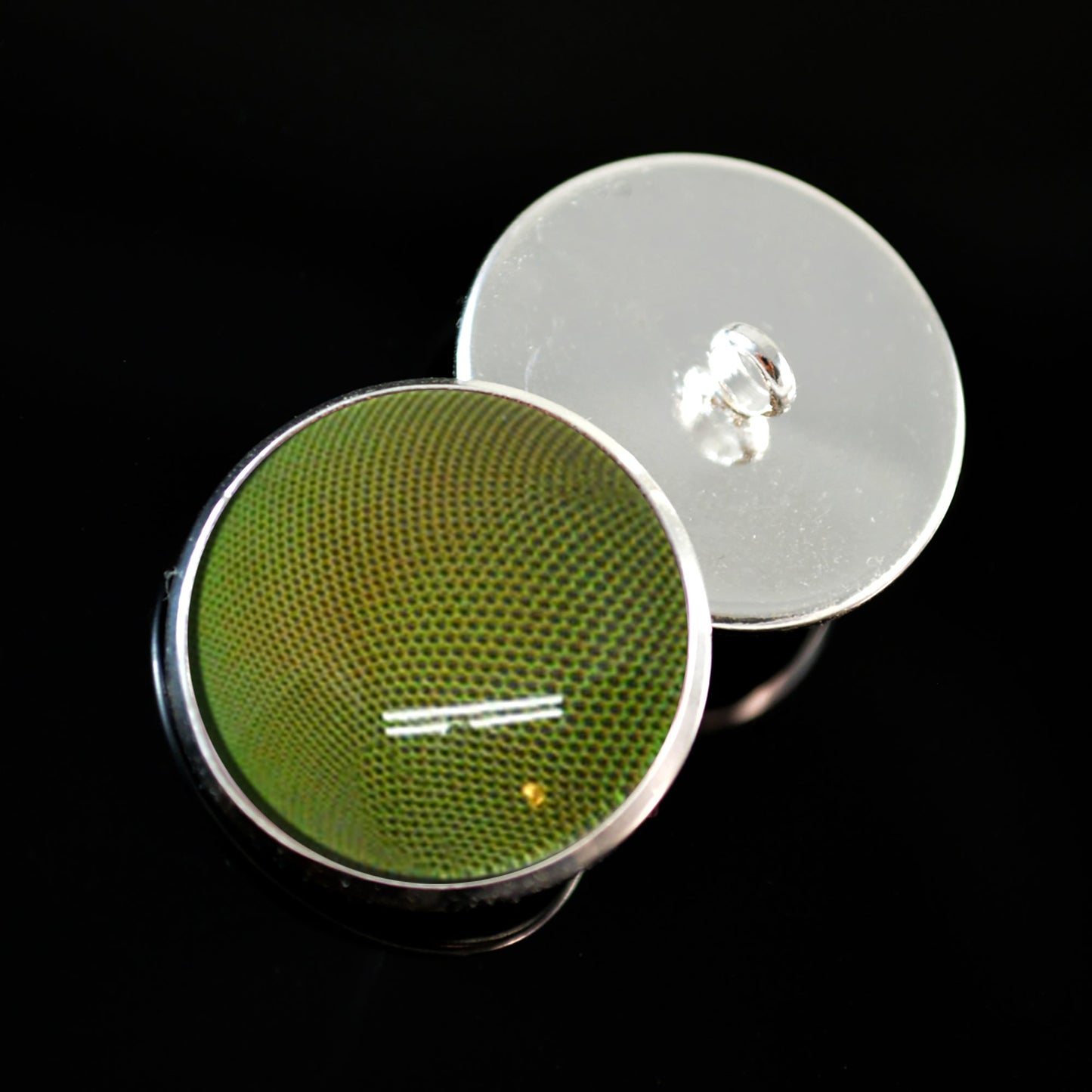 Bright Shiny Green Robber Fly Sew-On Button Glass Eyes