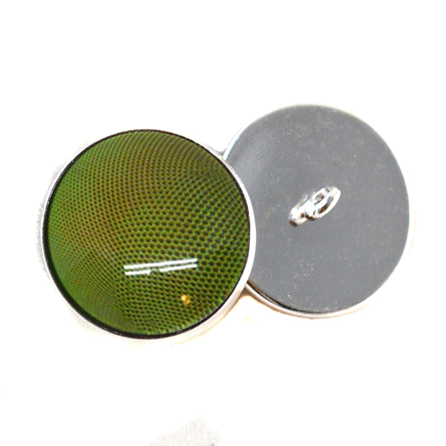 Bright Shiny Green Robber Fly Sew-On Button Glass Eyes