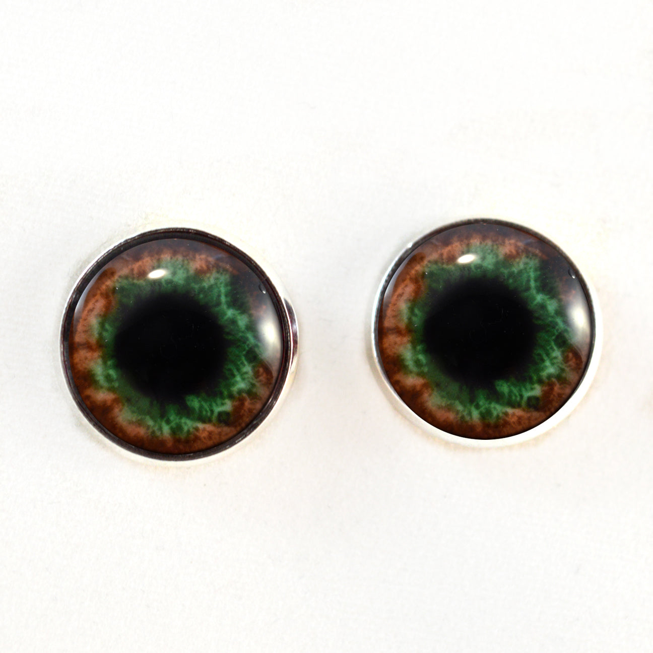 Brown and Green Human Inspired Sew-On Button Glass Eyes