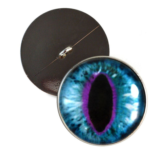 Blue and Purple Cat Dragon Sew-On Button Glass Eyes