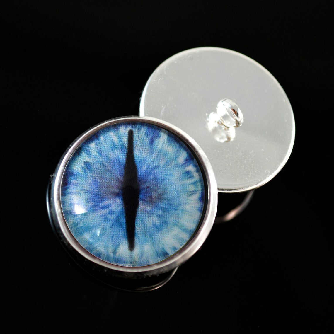 Blue Ice Dragon Sew-On Button Glass Eyes