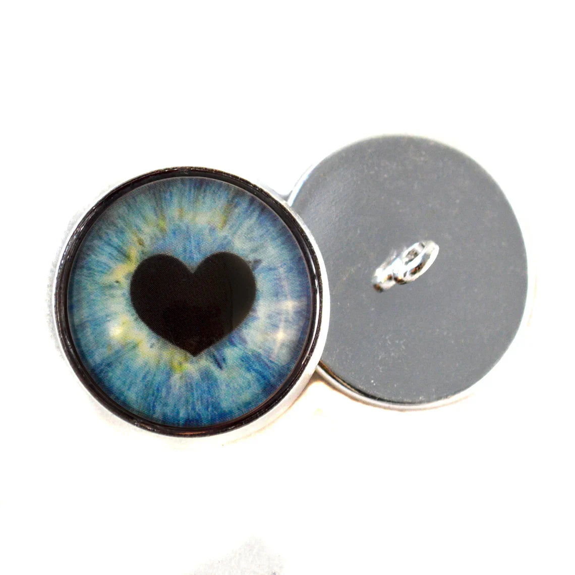 Light Blue Heart Pupil Sew-On Button Glass Eyes