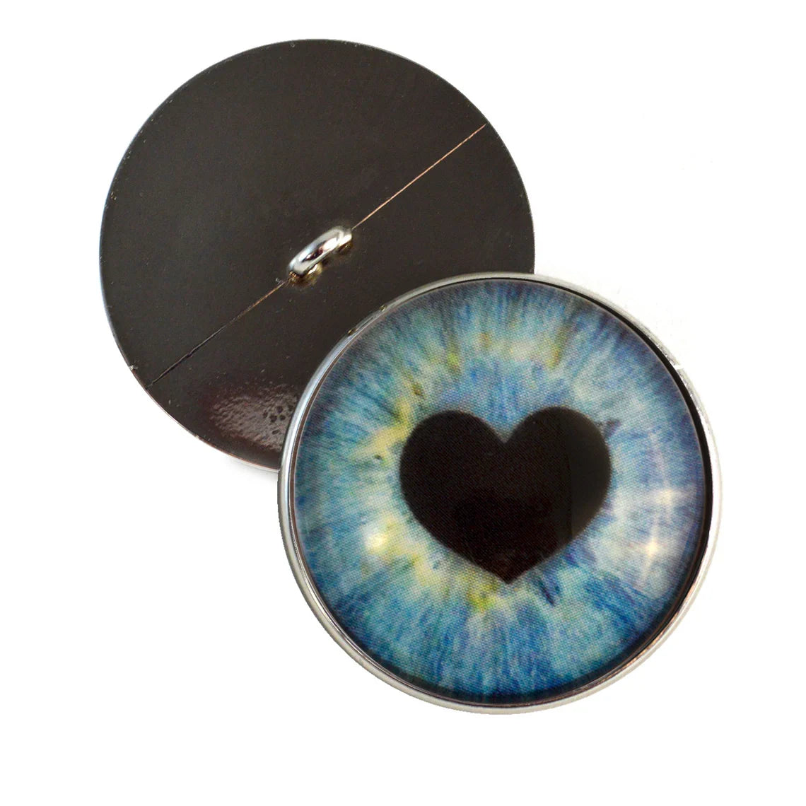 Light Blue Heart Pupil Sew-On Button Glass Eyes