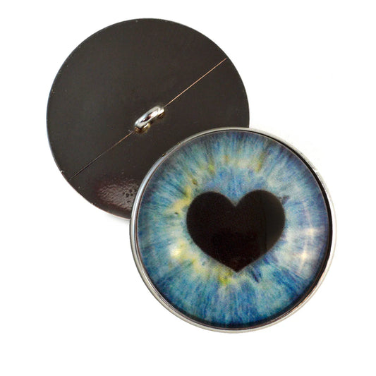 Light Blue Heart Pupil Sew-On Button Glass Eyes