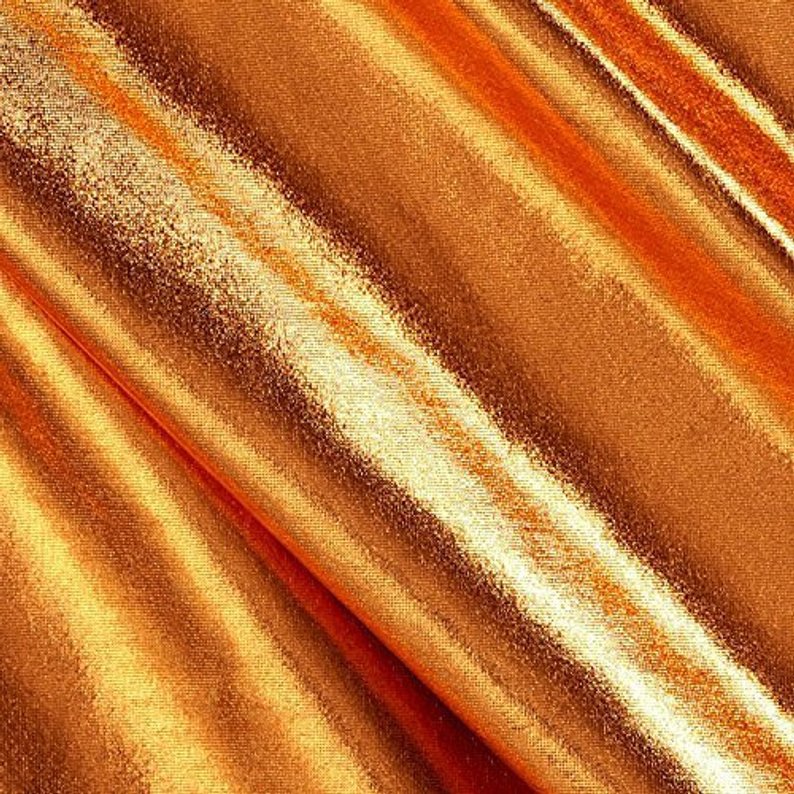 Metallic Lame Foil Spandex Knit Fabric | Gold