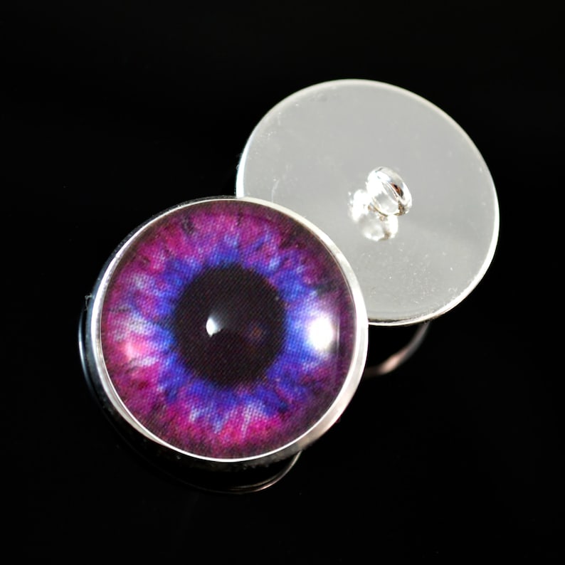 Blue and Pink Steampunk Sew-On Button Glass Eyes