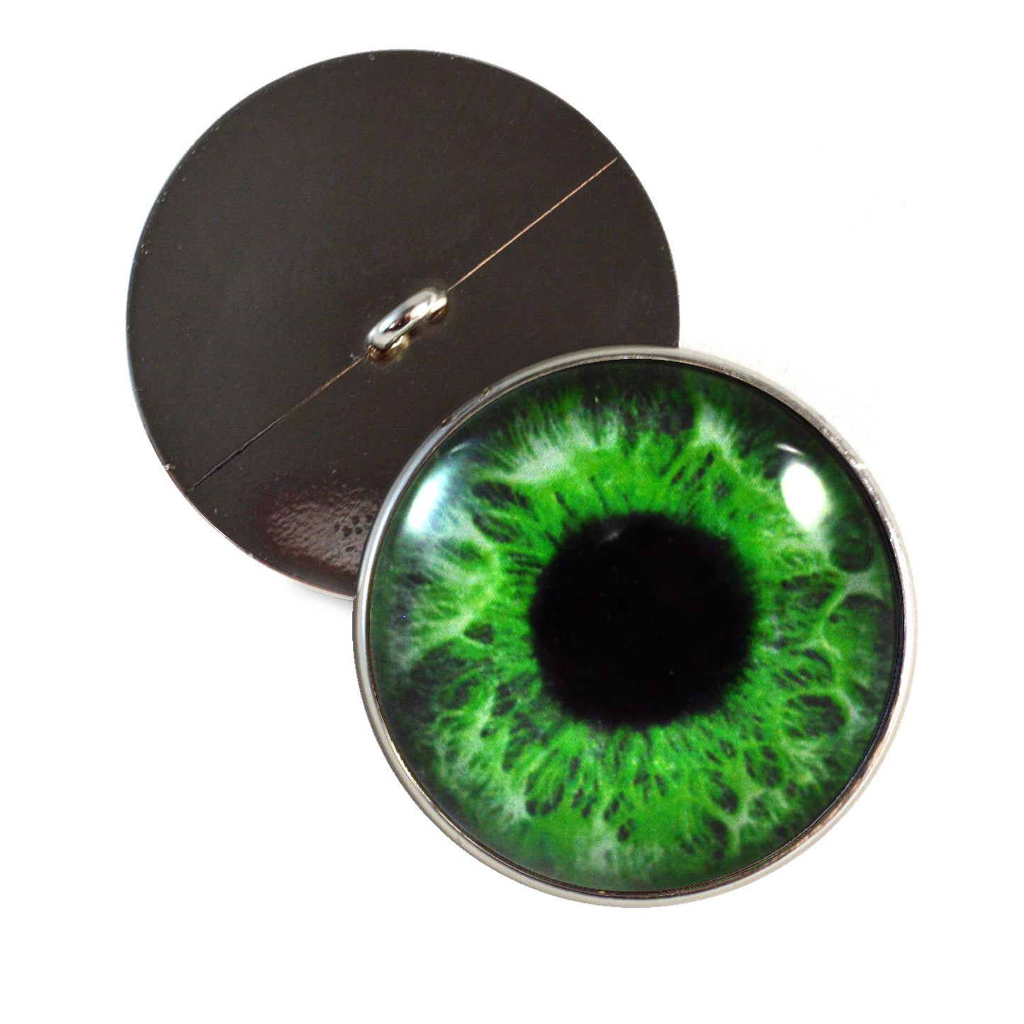 Intense Green Human Sew-On Button Glass Eyes