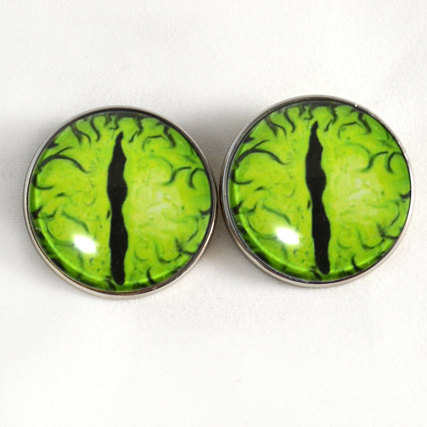 Lime Green Dragon Sew-On Button Glass Eyes