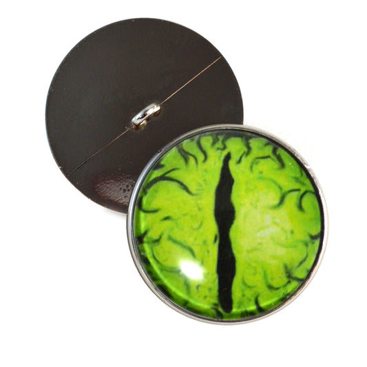 Lime Green Dragon Sew-On Button Glass Eyes