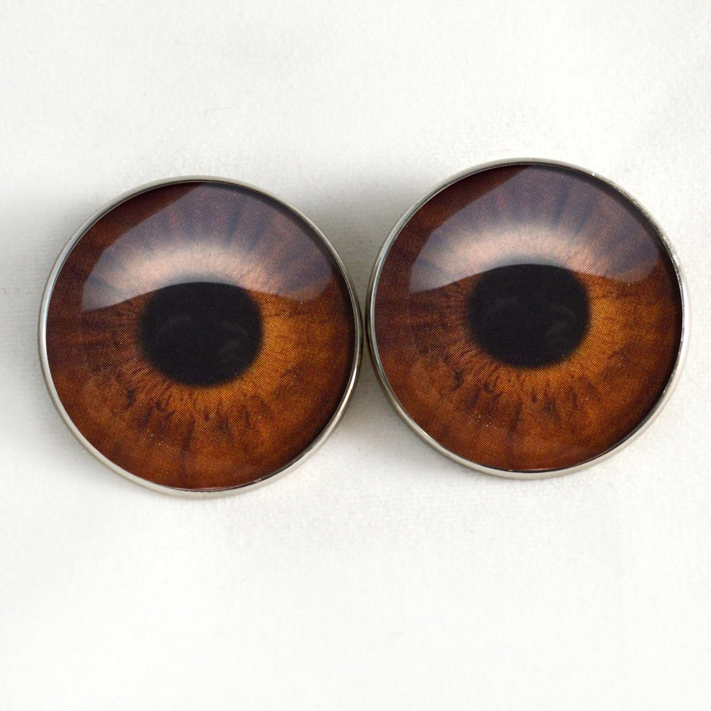 Medium Brown Human Inspired Sew-On Button Glass Eyes