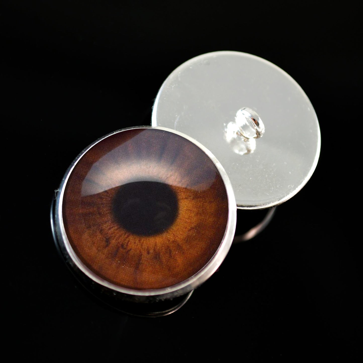Medium Brown Human Inspired Sew-On Button Glass Eyes