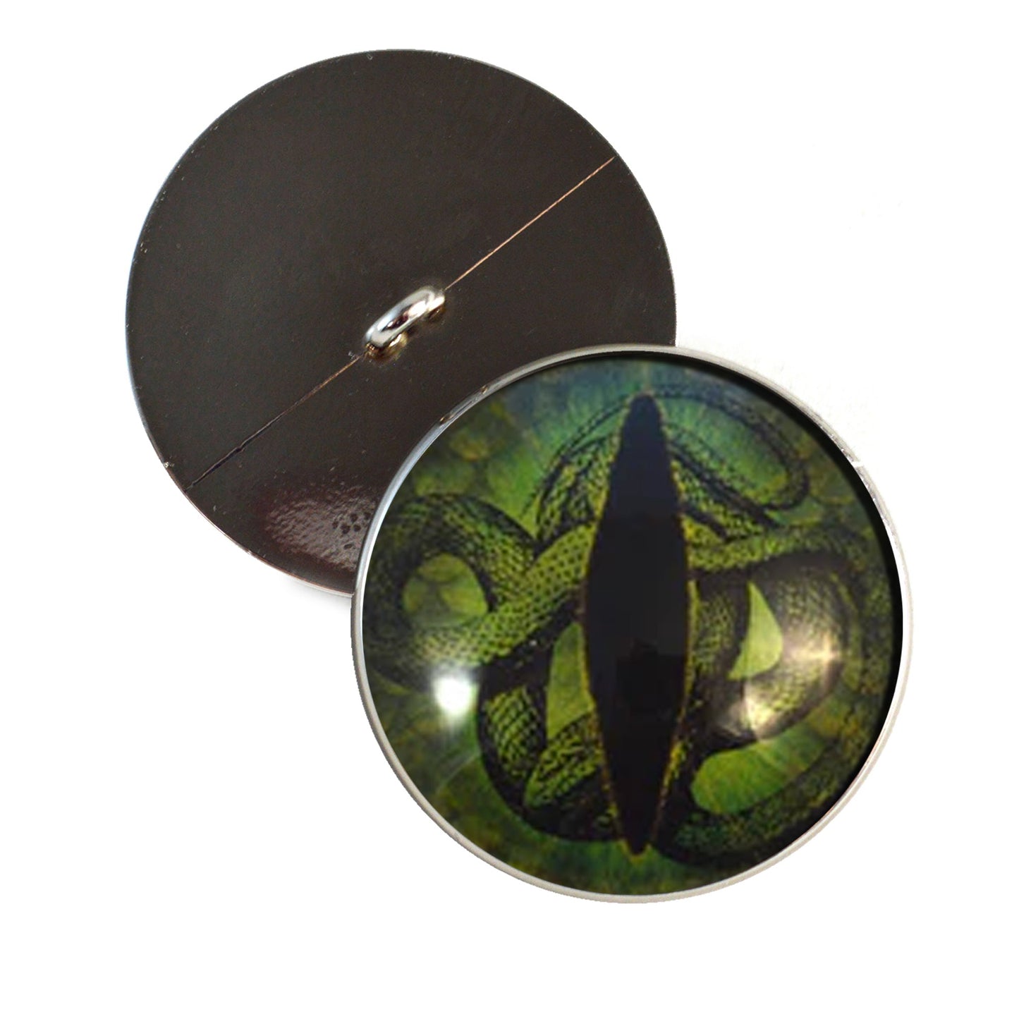 Medusa Snake Green Sew-On Button Glass Eyes