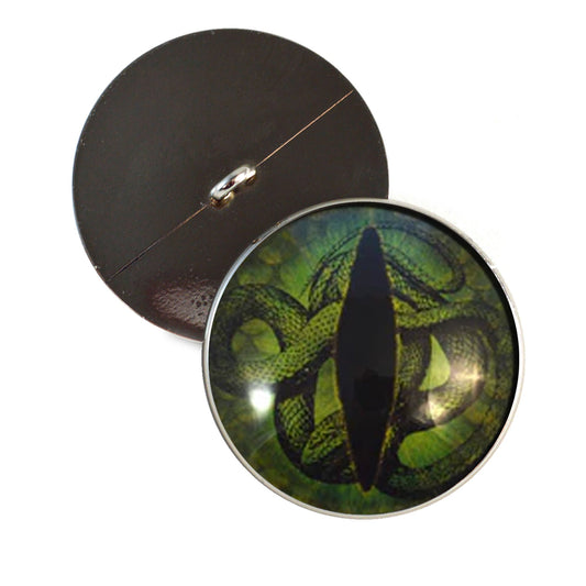 Medusa Snake Green Sew-On Button Glass Eyes