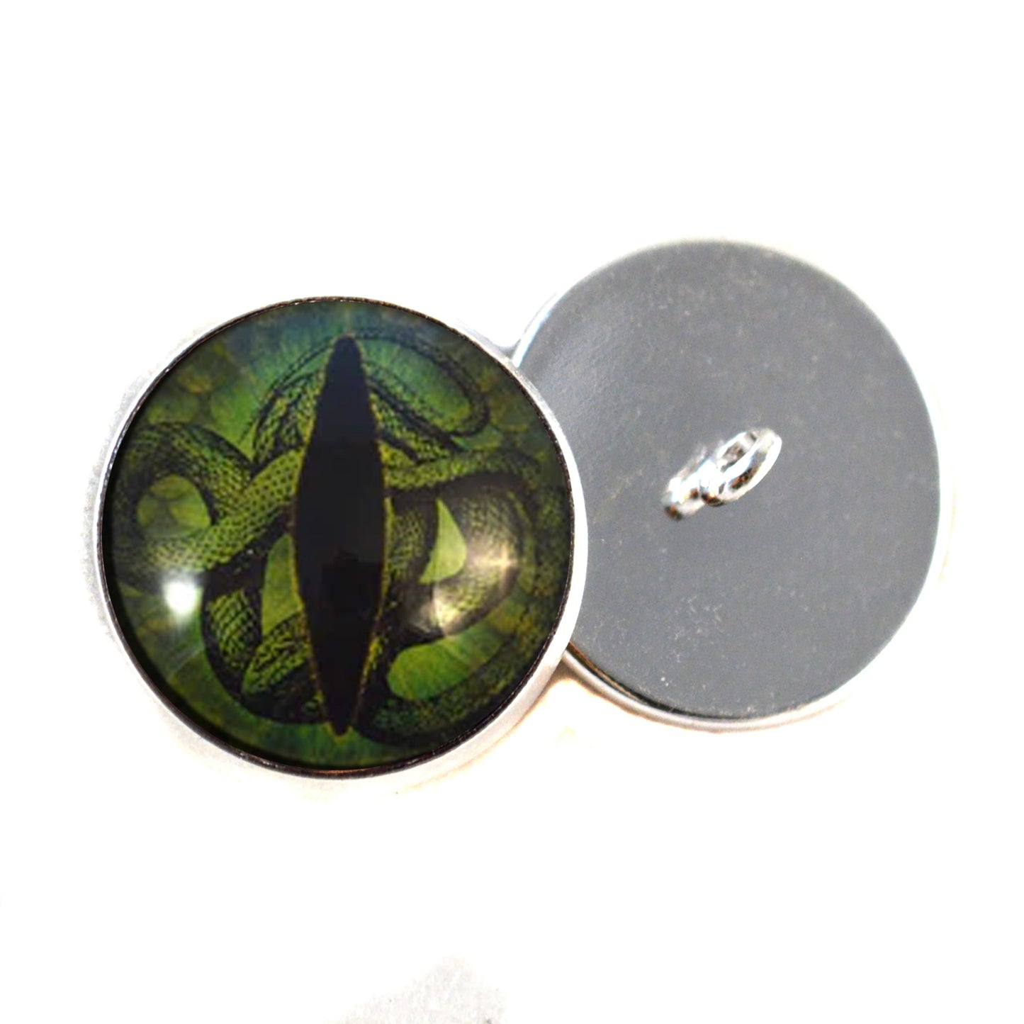 Medusa Snake Green Sew-On Button Glass Eyes