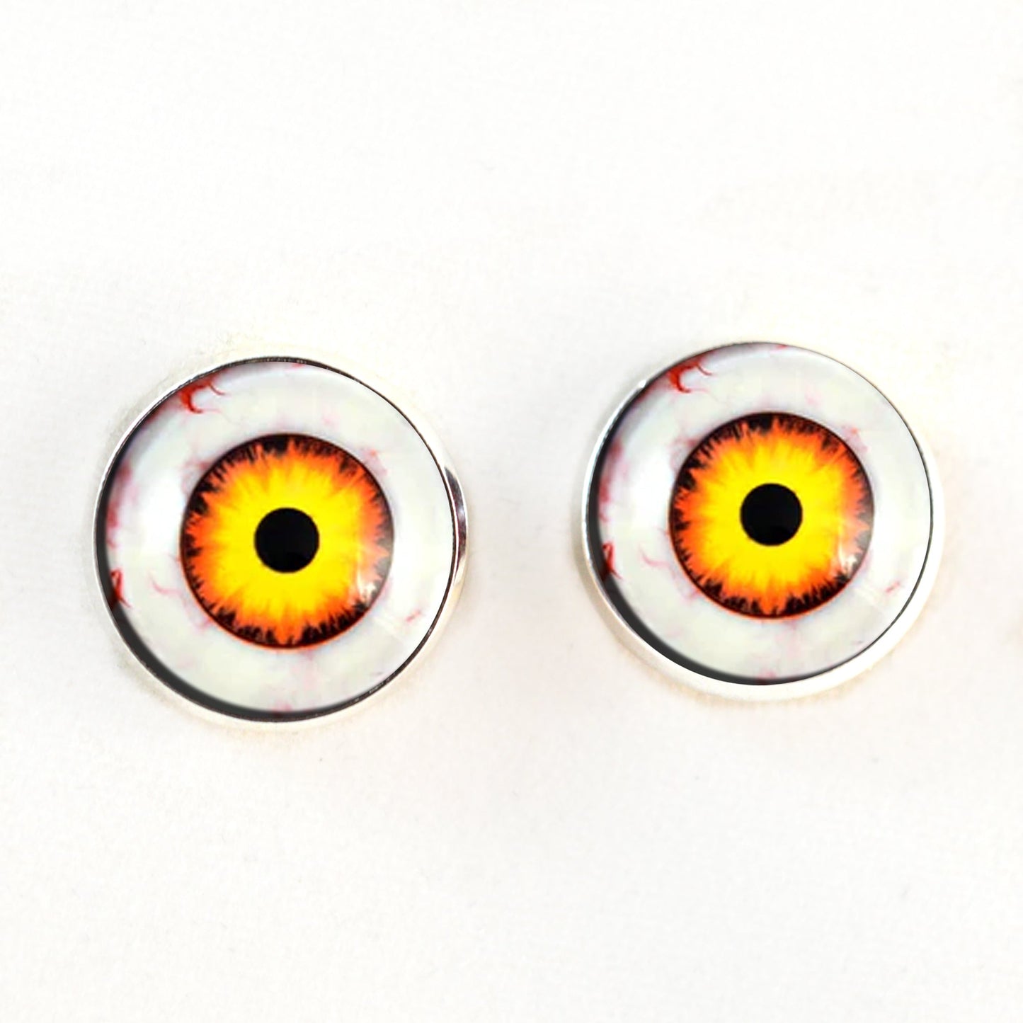 Nightmare Clown Yellow and Orange Sew-On Button Glass Eyes