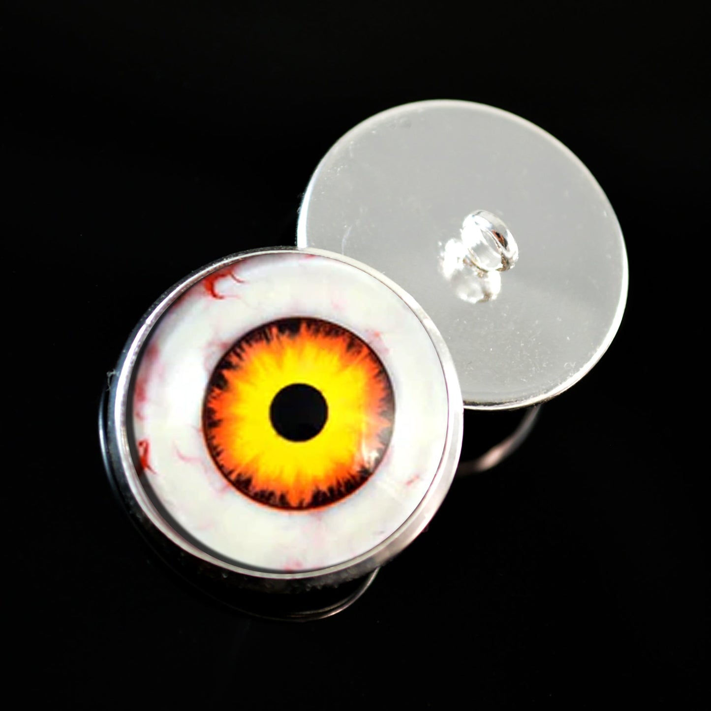 Nightmare Clown Yellow and Orange Sew-On Button Glass Eyes