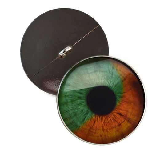 Orange and Green Human Sew-On Button Glass Eyes
