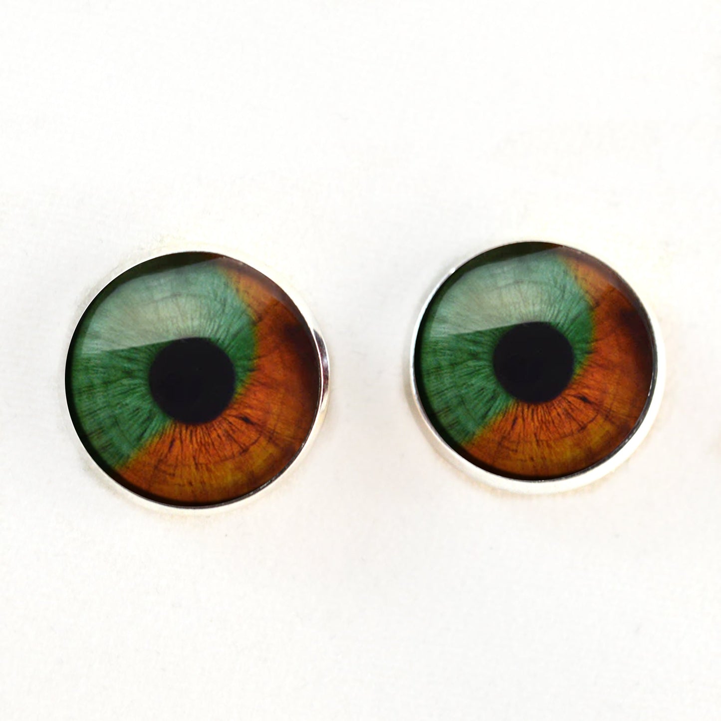 Orange and Green Human Sew-On Button Glass Eyes