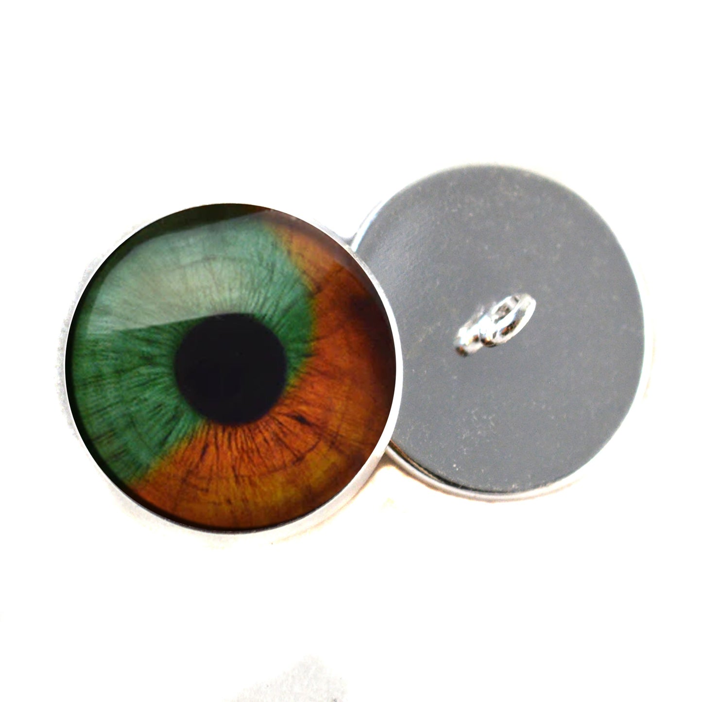 Orange and Green Human Sew-On Button Glass Eyes