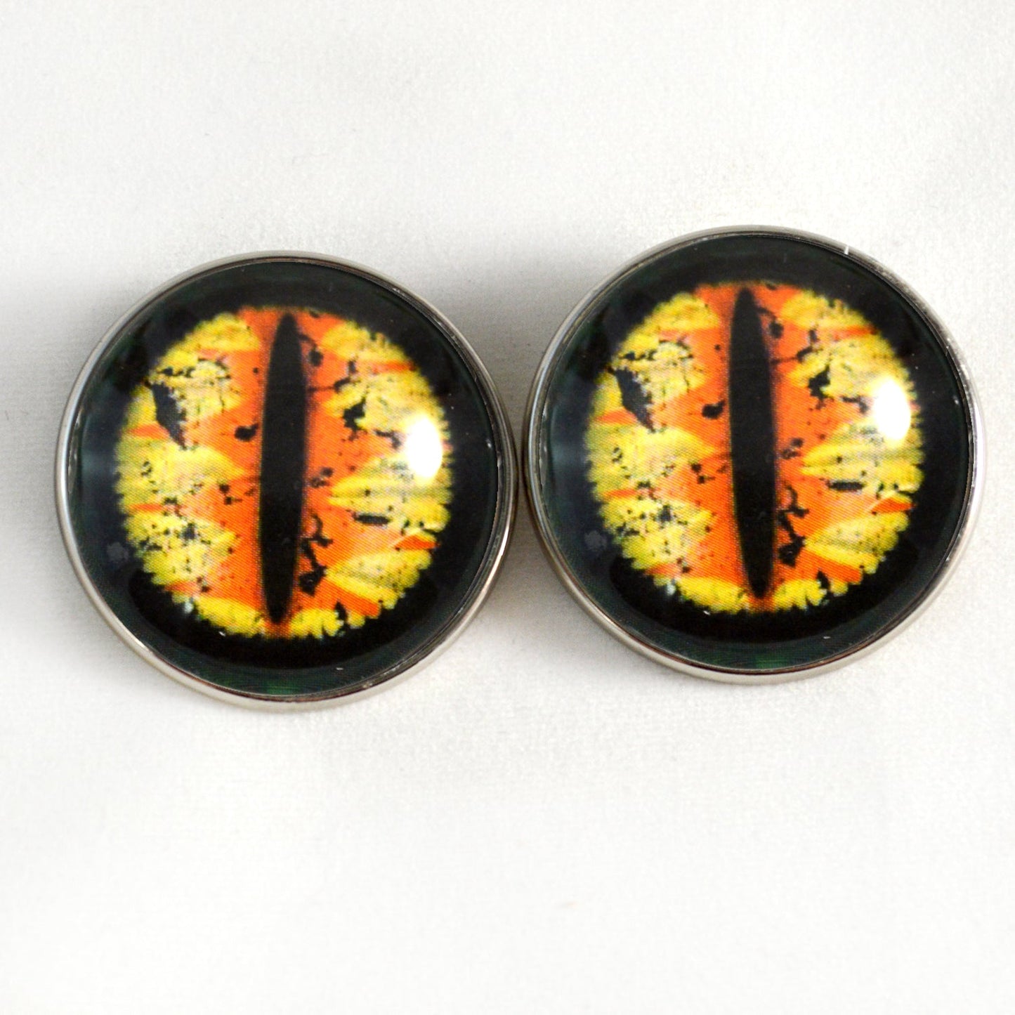 Orange and Yellow Dragon Sew-On Button Glass Eyes